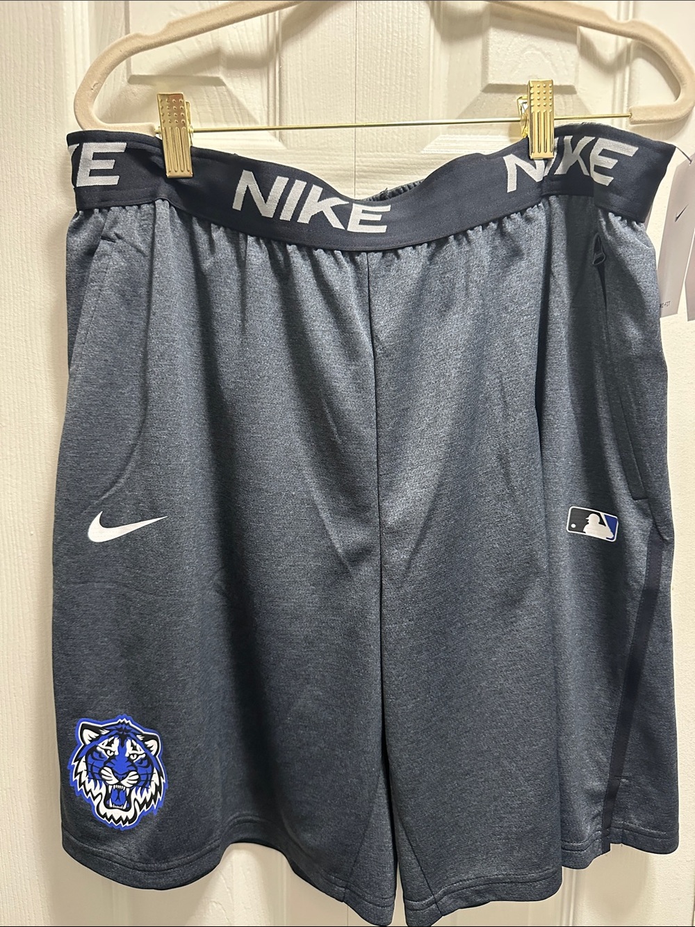 Nike Gray Athletic Shorts with Detroit Tiger Patch